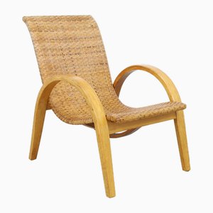 Fauteuil en Rotin et Bois, 1960s