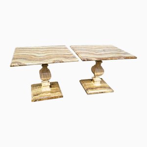 20. Jh. Bemalte Tische in Marmoroptik, 1950er, 2er Set