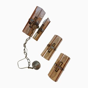 Chandelier and Veca Wall Lights from Fontana Arte, 1960s, Set of 3