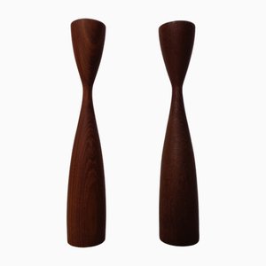 Dänische Filigrane Teak Kerzenhalter, 1960er, 2er Set