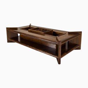 Mesa de centro brutalista rectangular de madera de fresno, Italia, años 70