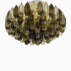 Prismatico Kompakter Glas Kronleuchter in Bernstein & Taupe von S. Piattelli