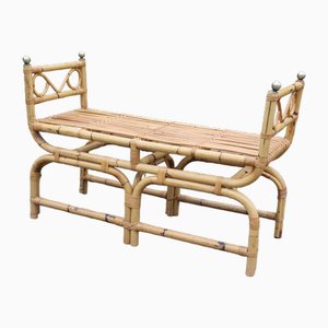 Vintage Italian Rattan Bench, 1960