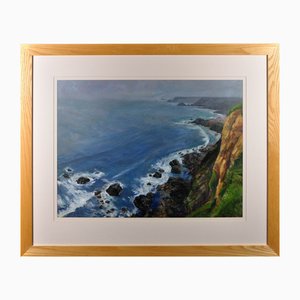 Robert Jones, The North Cliffs of Cornwall, Peinture à l'huile, 1995, Encadré