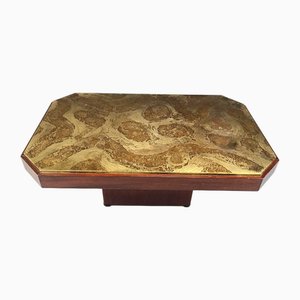 Mesa de centro de latón grabado, años 70