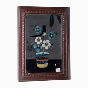 Pájaro, 1800, Pintura de vidrio inverso