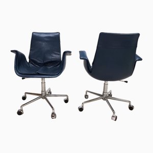 Set of 6727 Leather Office Chairs by Fabricius & Kastholm for Kill International, 1960s