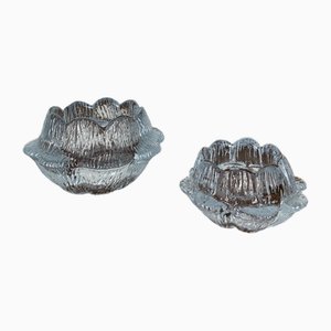 Lotus Glass Candleholders from Holmegaard, Denmark, 1970, Set of 2