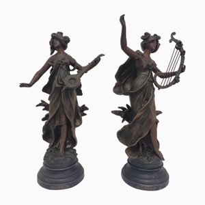 Regula Statuen von Auguste Moreau, 19. Jh., 2er Set
