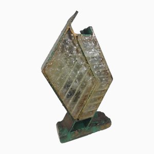 Brutalist Metal and Glass Table Lamp, Italy, 1960s