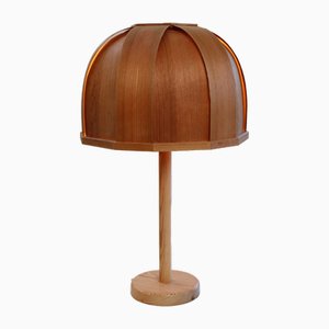 Lámpara de mesa de madera curvada de Solbackens Svarveri, Suecia, años 70
