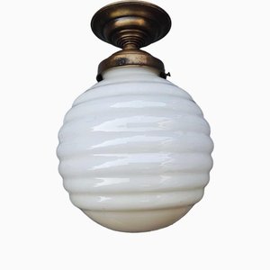 Art Deco Brass Ceiling Lamp, 1920s
