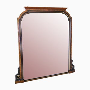 Miroir Mural Esthétique Antique en Noyer et Overmantle Noirci, 1880s