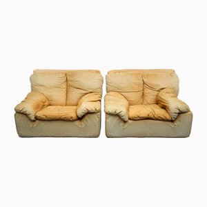 Set of Vintage Leather Armchairs by Ammannati and Vitelli for Brunati, Italy, 1970s
