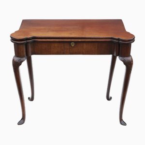 Table George Ii Antique en Acajou Incrusté pour Cartes ou Thé, 1750s
