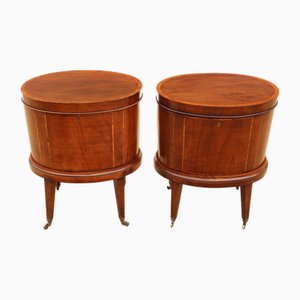 Cantinetta revival antica in mogano intarsiato, set di 2