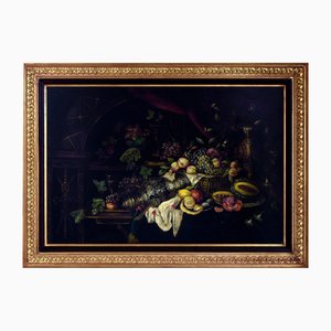 Andrea Marinell, Large Still Life with Fruits, Oil on Canvas, 1980s, Framed
