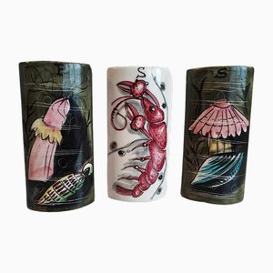 Recipientes para especias vintage de porcelana, Italia, años 70. Juego de 3