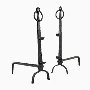 Wrought Iron Andirons, France, 18th Century, Set of 2