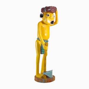 George Lilanga, Figura gialla, inizio XXI secolo, legno e vernice smaltata