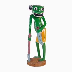 George Lilanga, Green Figure, années 2000, Peinture pour Bois et Émail