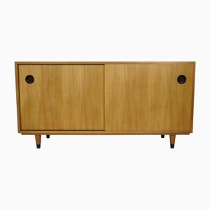 Vintage Sideboard with Sliding Door in Elm Wood by Erich Stratmann for Dinge Möbel, 1960s