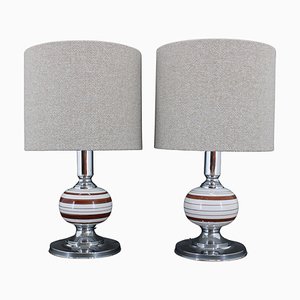 Table Lamps with New Fabric Shade, Italy, 1970s, Set of 2
