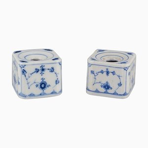 Encriers unis Cannelés Bleus de Royal Copenhagen, 19ème Siècle, Set de 2
