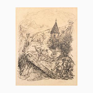 Alfred Kubin, Transport in the Mountains, Lithograph, 1929