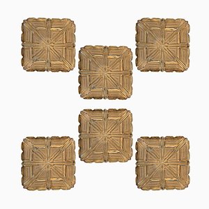 Plafonniers Carrés en Verre Ambré dans le style de Tynell, 1960