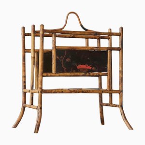 Porte-Revues Anglo-Japonais Antique en Bambou Écaille, Fin du 19ème Siècle