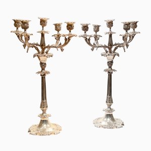 Rococo Silver Plate Candleholders, Set of 2