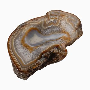 Vintage Freeform Ashtray in Natural Carved Agate, 1970s
