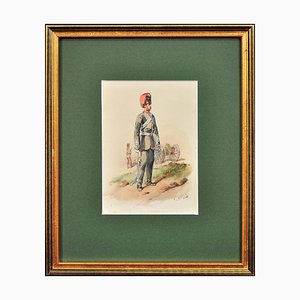 Orlando Norie, Royal Canadian Horse Artillery Officer, 1800s, Watercolor, Framed