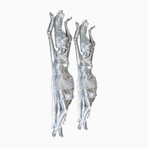 Large Art Deco Sculptures Recovered from 1990s Cruise Ship, Resin, Set of 2