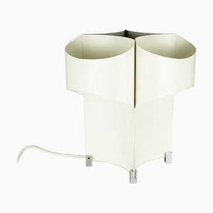 Lampe de Bureau Space Age en Métal Plaqué Chrome et Peint en Blanc, Italie, 1960s
