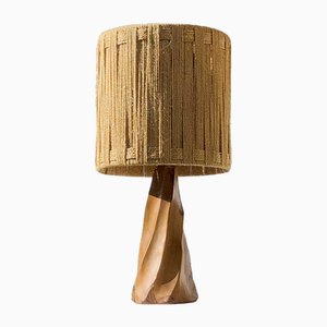 Mid-Century Brutalist Modern Sculptural Rustic Wood Table Lamp, France, 1970s