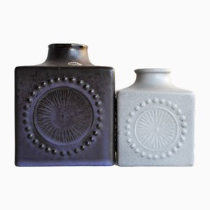 Mid-Century Scandinavian Modern Art Pottery Vases in Ceramic by Göran Andersson for Upsala Ekeby, Sweden, 1970s, Set of 2