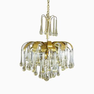 Lustre Palmtree avec Larme en Verre de Murano par Christoph Palme pour Palwa, 1970s