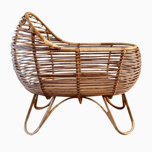 Lit de Bébé Mid-Century en Rotin, 1960s