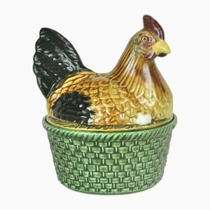 Chicken-Shaped Egg Cup with Green Base, 1970s