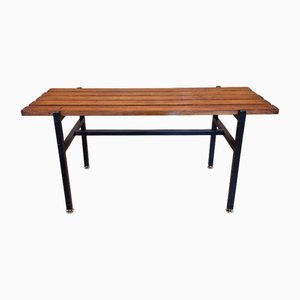 Bench with Teak and Metal Slats, Italy, 1960s