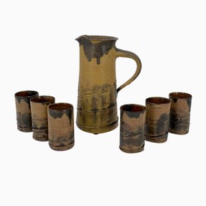 Brocca Mid-Century Studio in ceramica di Luise Dunker per Flensburg Germany, 1950, set di 7