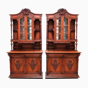 Große antike französische Renaissance Buffets aus Eiche, 19. Jh., 2er Set