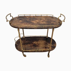 Serving Bar Cart in Goatskin and Brass, 1960s