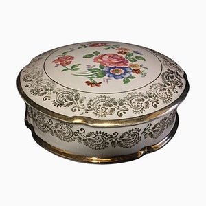 Bomboniere vintage in porcellana con decorazioni floreali e finiture dorate, anni '40