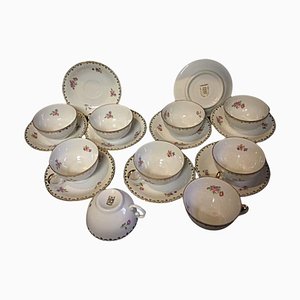 Porcelain Coffee Cups & Saucers from S.E.R France, 1950s, Set of 18
