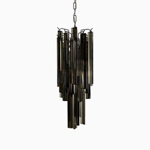 Mid-Century Chandelier with Trefoil Amber Murano Glass in the style of Venini, 1960s