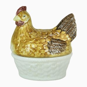 Portauovo a forma di pollo con base bianca, anni '70