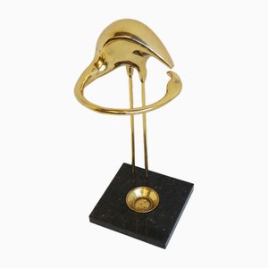 Paragüero Regency Flamingo vintage de mármol negro y latón de Willy Daro, 1960